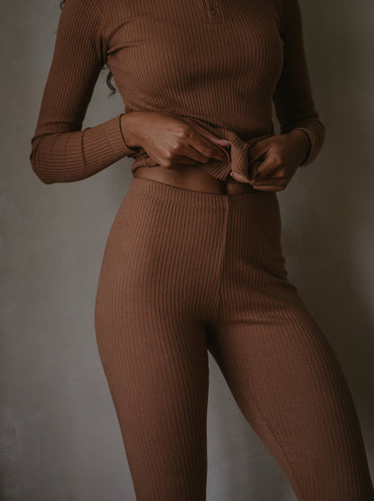 The Ribbed Legging - Women's - Tenth & Pine - Women's Leggings - US 0 - cinnamon