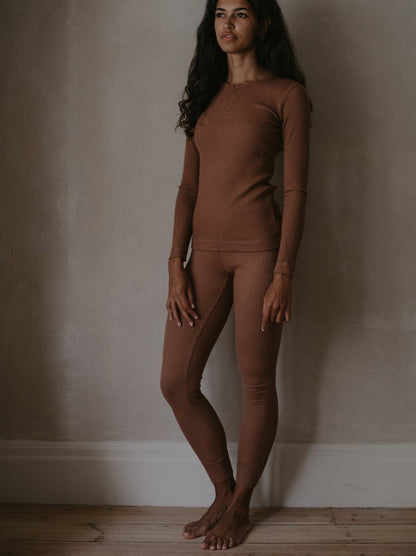 The Ribbed Legging - Women's - Tenth & Pine - Women's Leggings - US 0 - cinnamon
