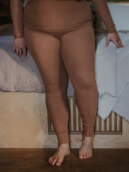 The Ribbed Legging - Women's - Tenth & Pine - Women's Leggings - US 0 - cinnamon