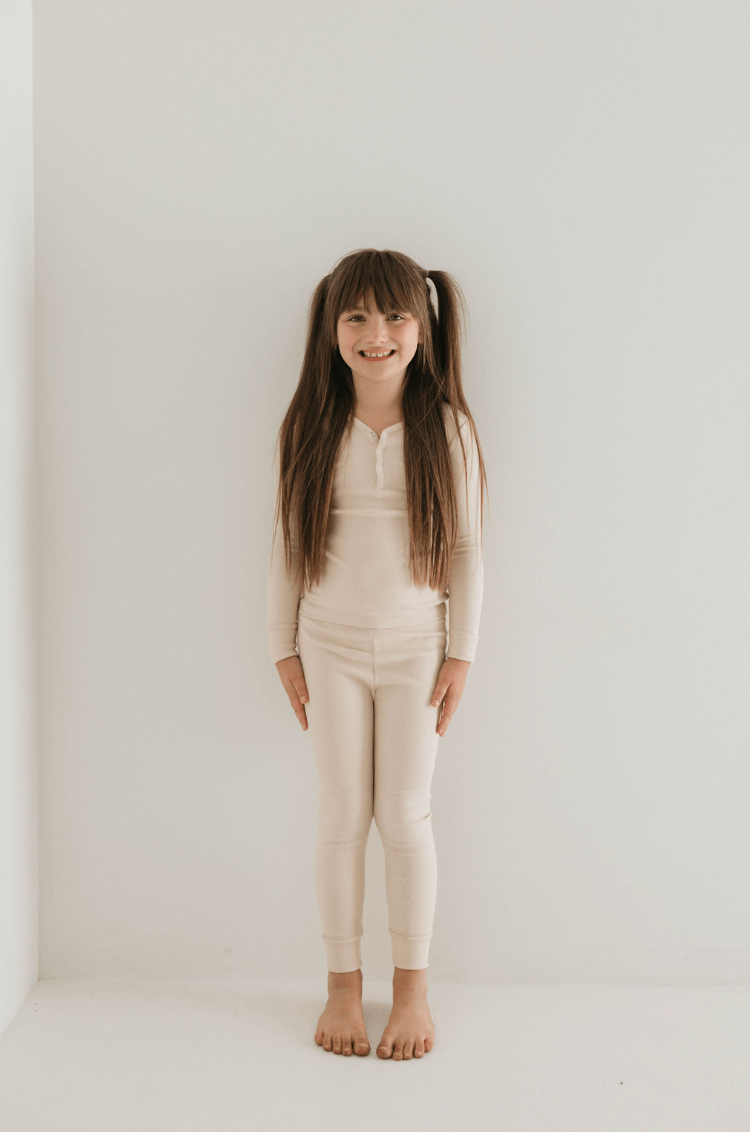 Two Piece Bamboo Pajamas | Ribbed Cream - Tenth &amp; Pine - 2/3 Years