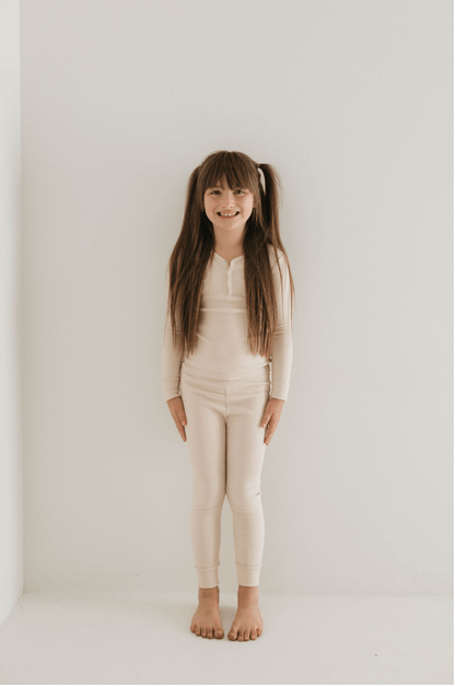Two Piece Bamboo Pajamas | Ribbed Cream - Tenth &amp; Pine - 2/3 Years