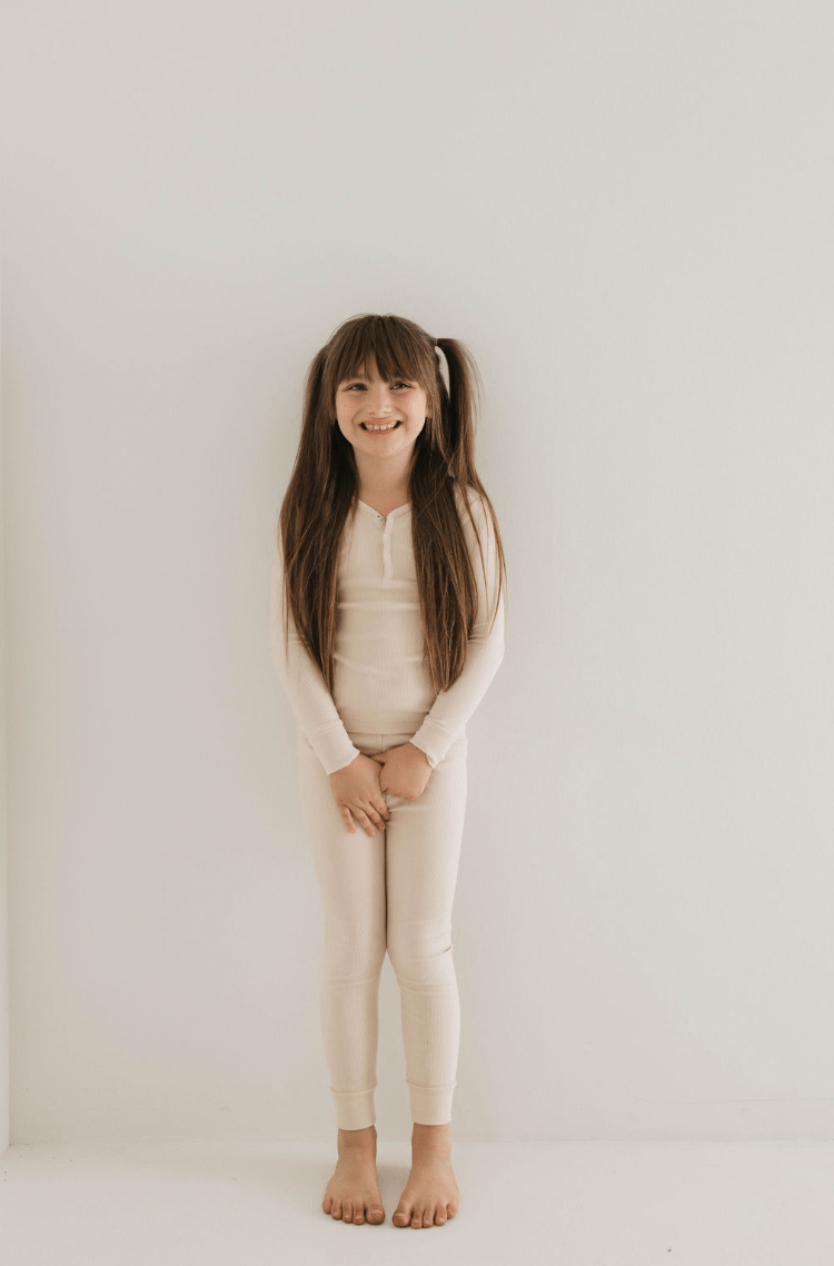 Two Piece Bamboo Pajamas | Ribbed Cream - Tenth &amp; Pine - 2/3 Years