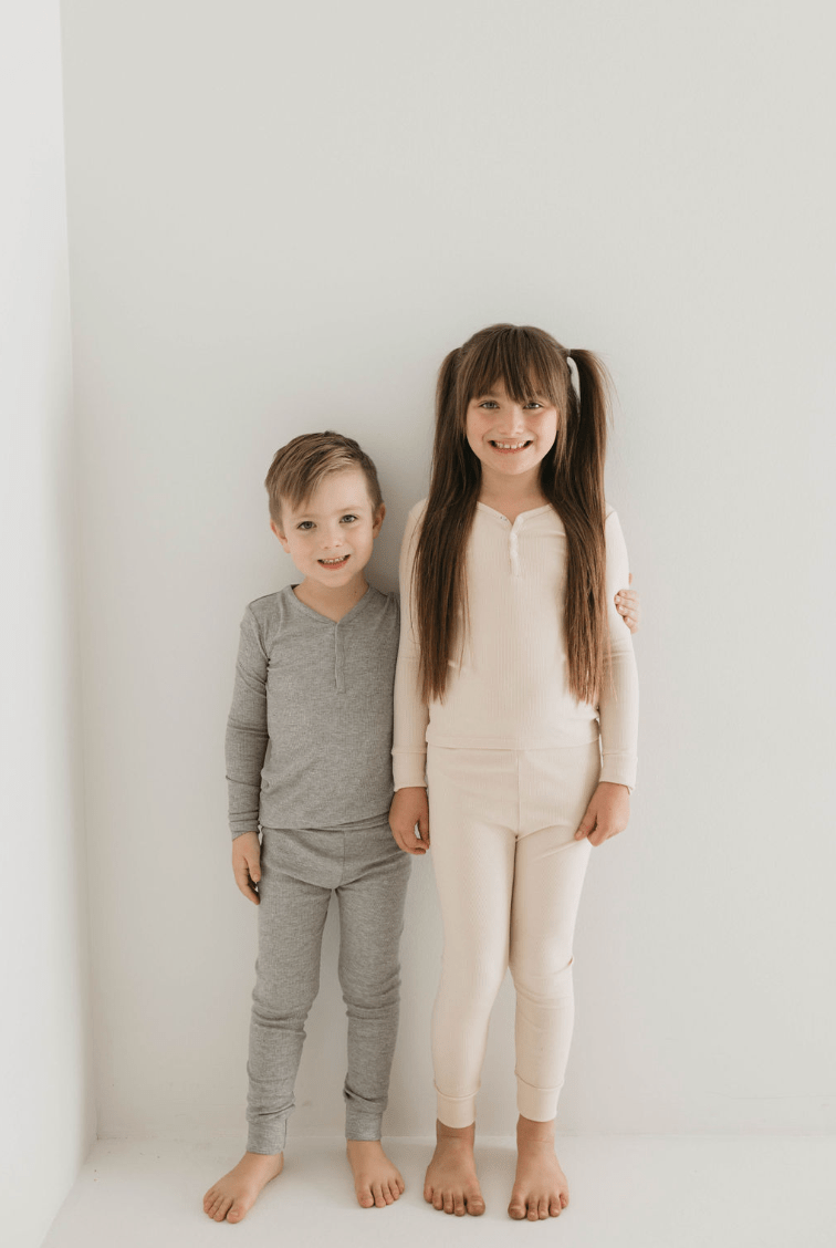 Two Piece Bamboo Pajamas | Ribbed Cream - Tenth &amp; Pine - 2/3 Years