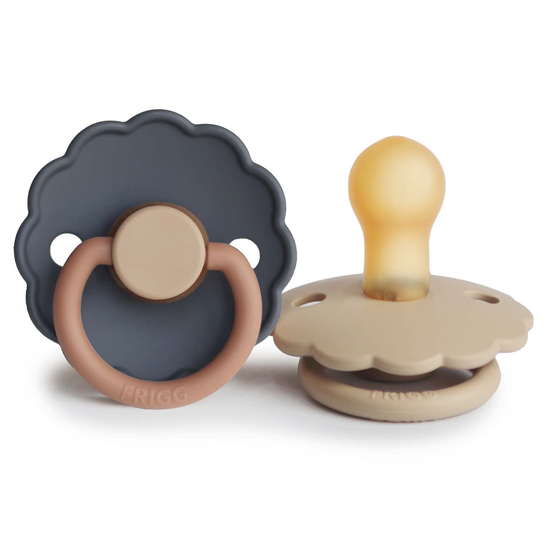 FRIGG Daisy Natural Rubber Pacifier 2 - Pack - Tenth &amp; Pine - FRIGG PACIFIERS - 6 - 18 months - Woodchuck/French Gray