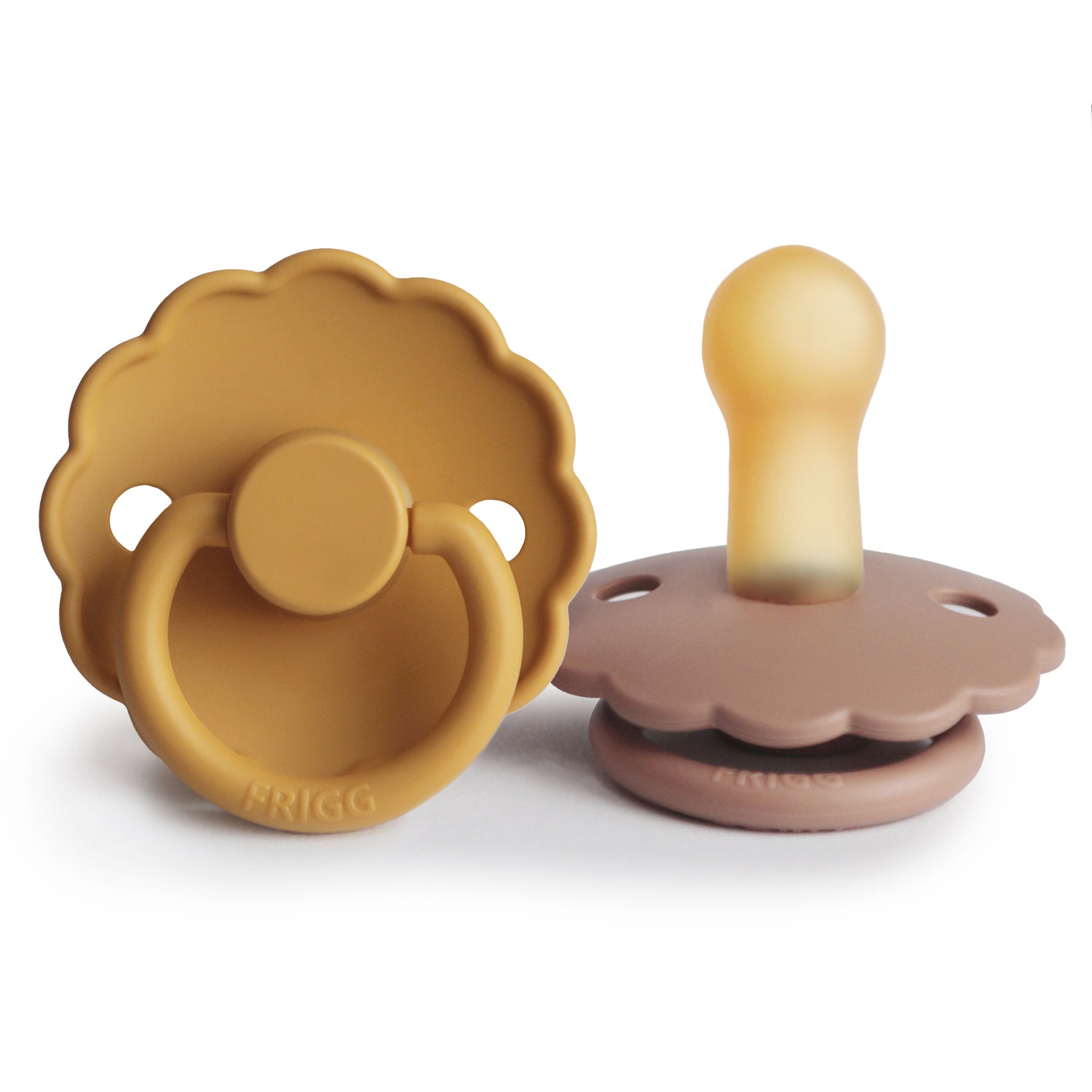 FRIGG Daisy Natural Rubber Pacifier 2 - Pack - Tenth &amp; Pine - FRIGG PACIFIERS - 6 - 18 months - Rose Gold/Honey Gold