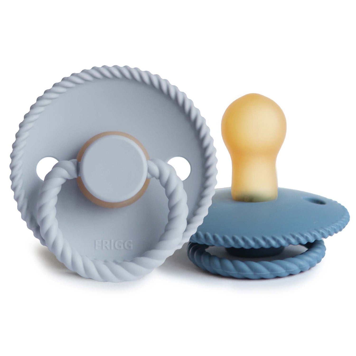 FRIGG Rope Natural Rubber Pacifier 2 - Pack - Tenth &amp; Pine - FRIGG PACIFIERS - 0 - 6 months - Powder Blue/Ocean View
