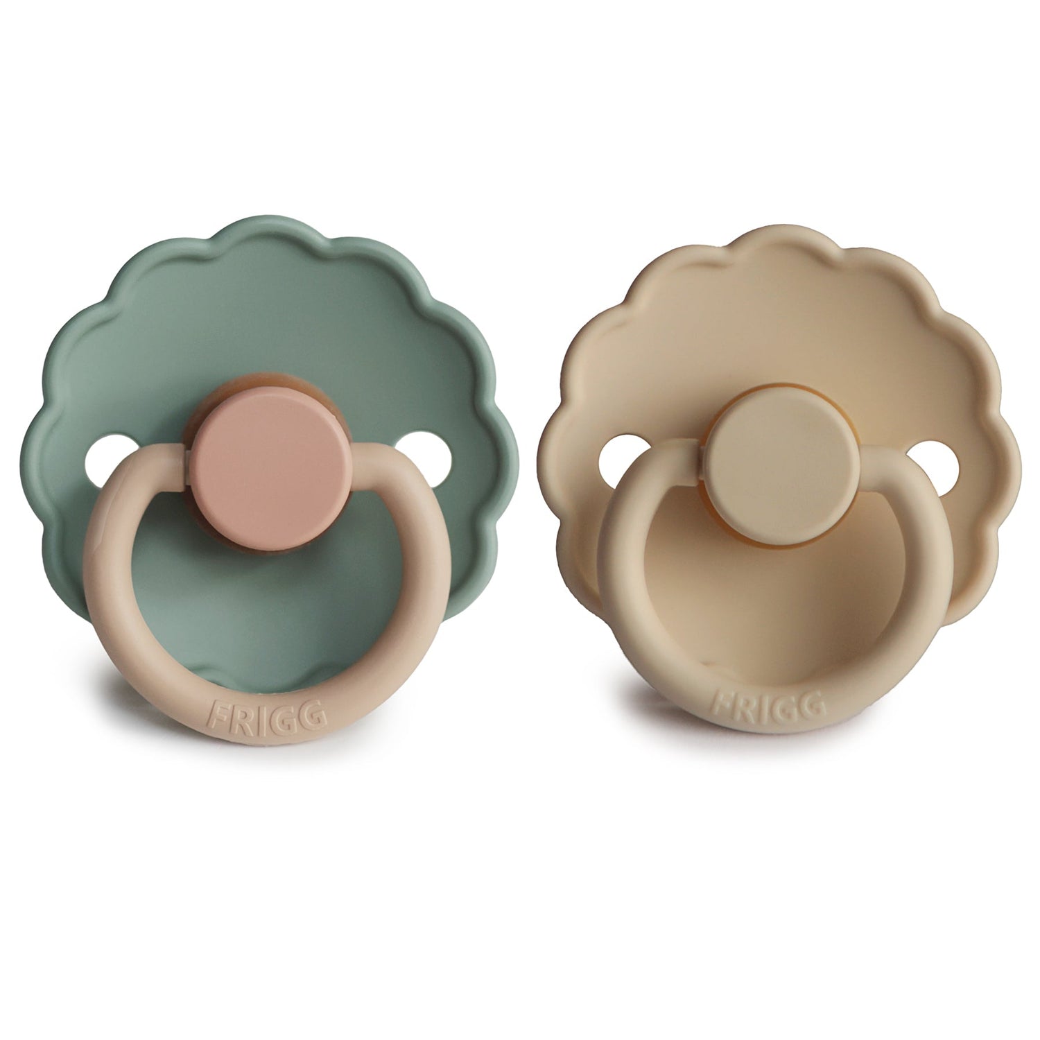 FRIGG Daisy Natural Rubber Pacifier 2 - Pack - Tenth &amp; Pine - FRIGG PACIFIERS - 6 - 18 months - Pink Cream/Poppy