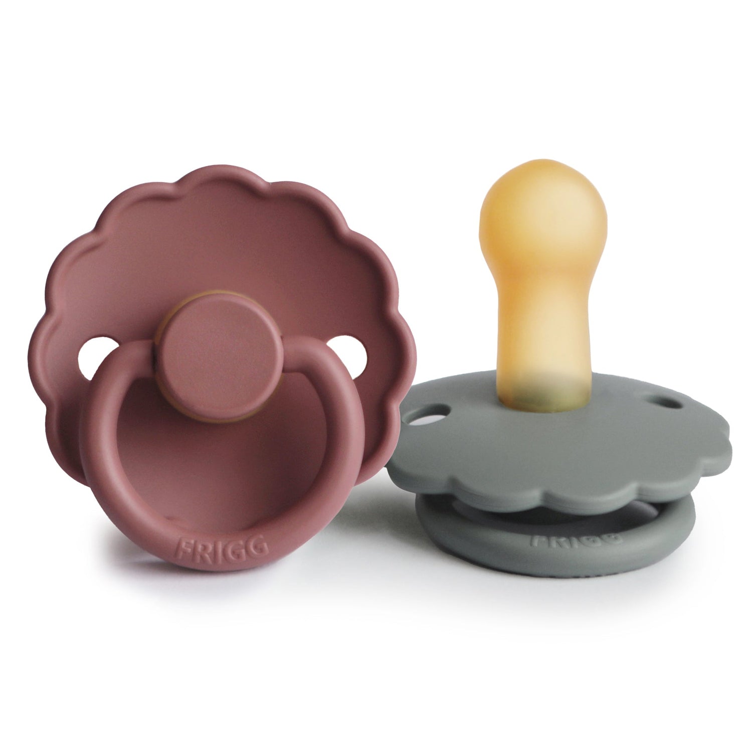 FRIGG Daisy Natural Rubber Pacifier 2 - Pack - Tenth &amp; Pine - FRIGG PACIFIERS - 6 - 18 months - Woodchuck/French Gray