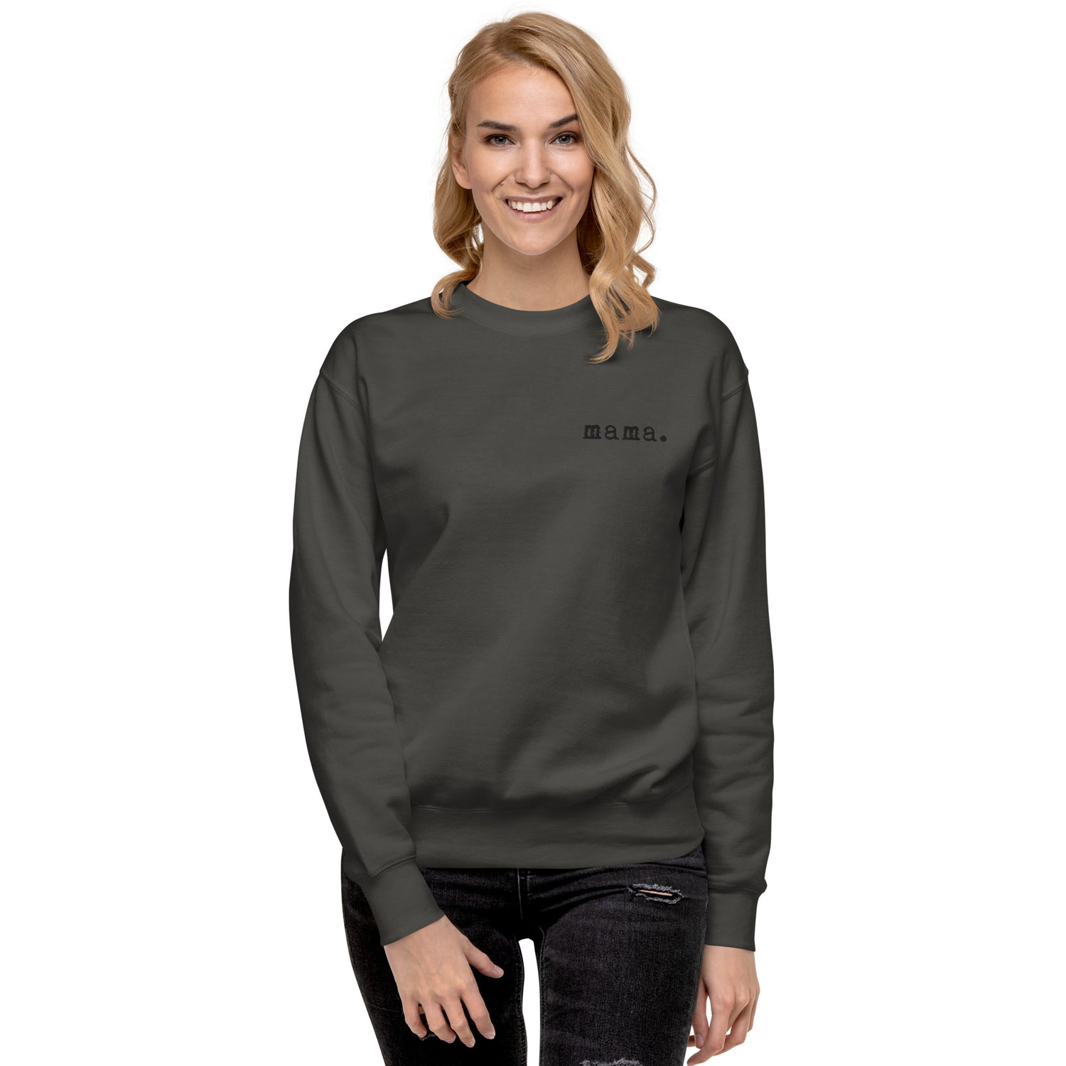 Mama. Embroidered | Premium Adult Sweatshirt - Tenth &amp; Pine - S - Vintage Black