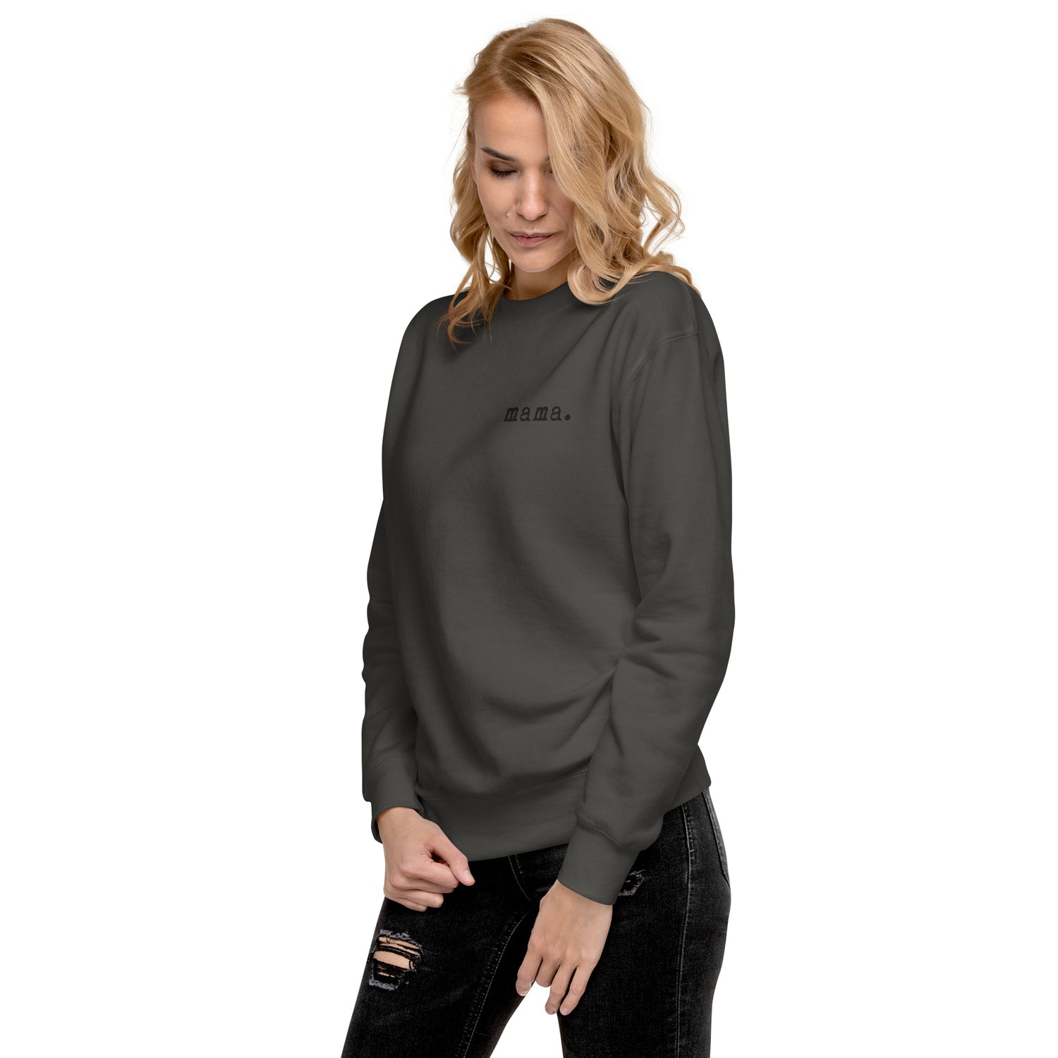 Mama. Embroidered | Premium Adult Sweatshirt - Tenth &amp; Pine - S - Vintage Black