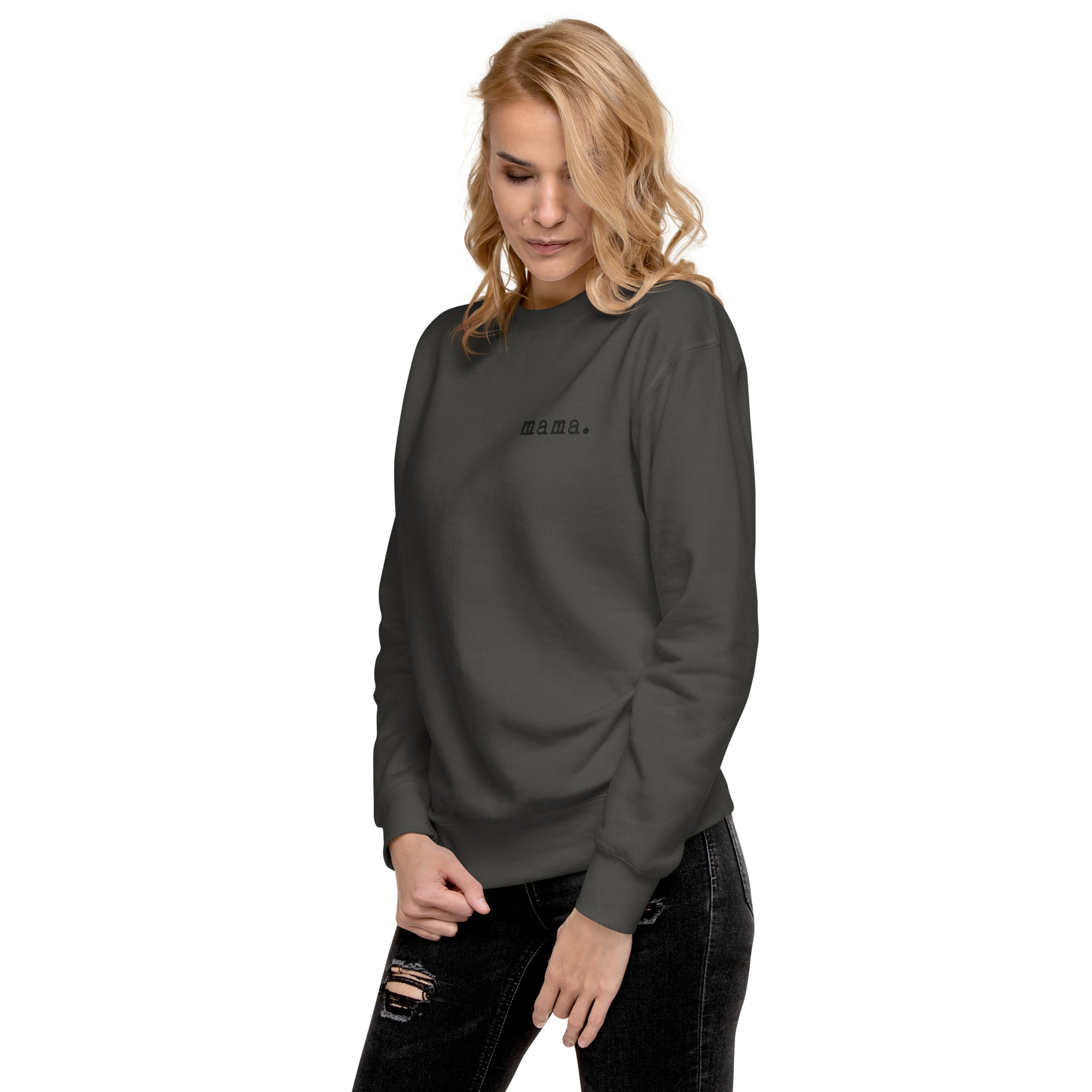 Mama. Embroidered | Premium Adult Sweatshirt - Tenth &amp; Pine - S - Vintage Black