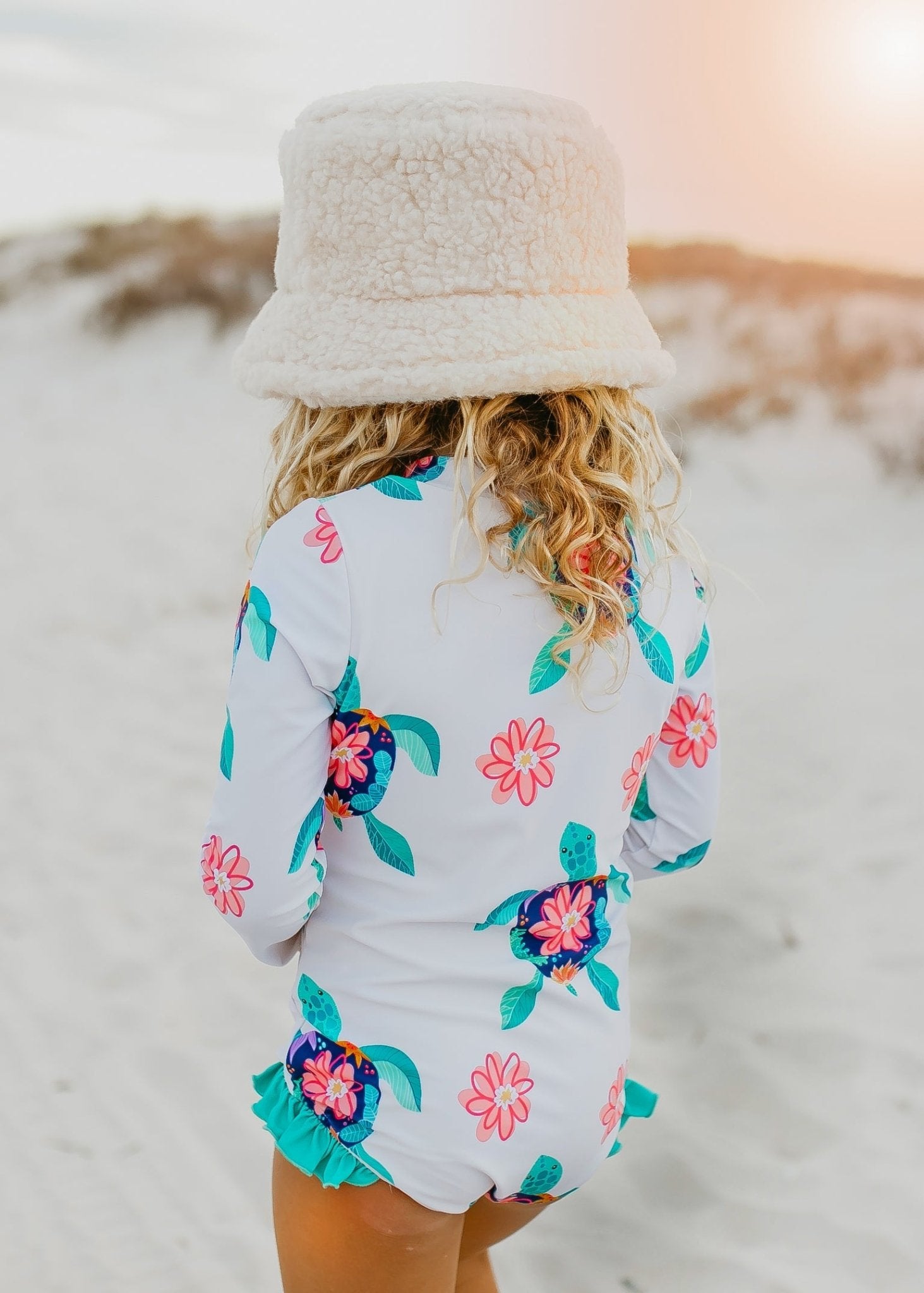 White Turtle Zip Rash Guard Swimsuit - Tenth & Pine - Swimsuit - 2 - Oopsie Daisy